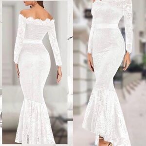 Elegant White Lace Off-Shoulder Dress